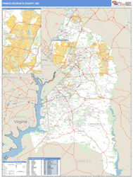 Prince George's County, MD Zip Code Maps (Basic Style)